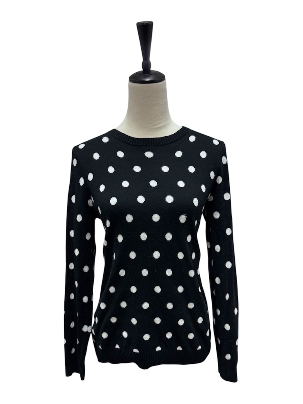 Charter Club Black and White Polka Dot Crewneck Sweater